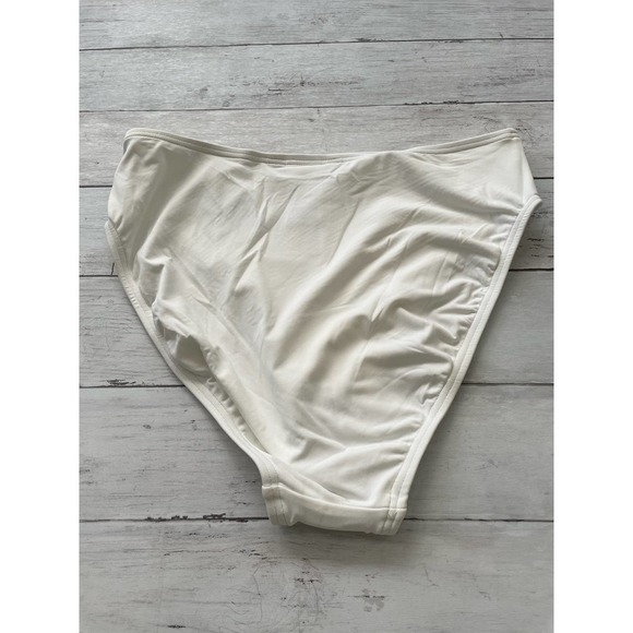 Women's Carmen Marc Valvo 4Twisted Ties High Waist Bikini Swim Bottom white L - Picture 6 of 8